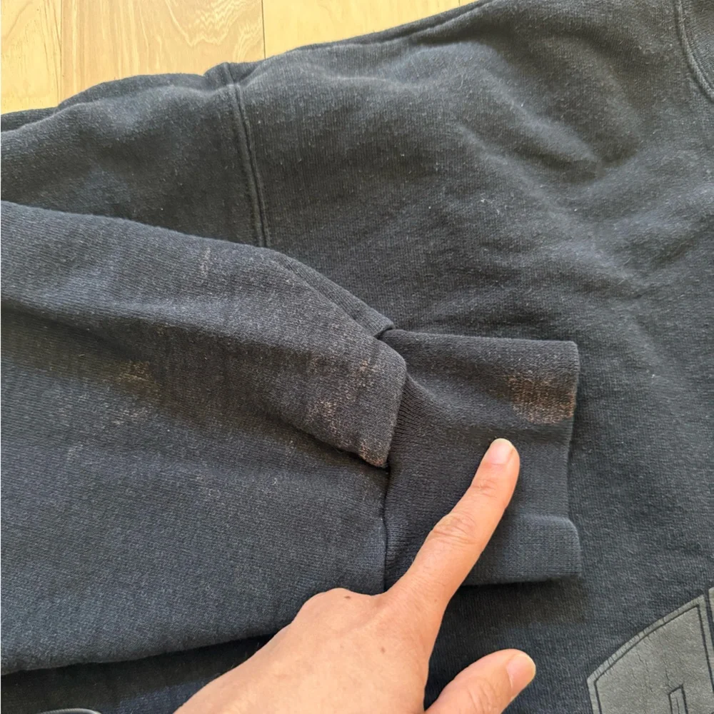 THE BAR Black Varsity Sweatshirt Boyfriend Fit Size M *stains - Picture 8 of 12